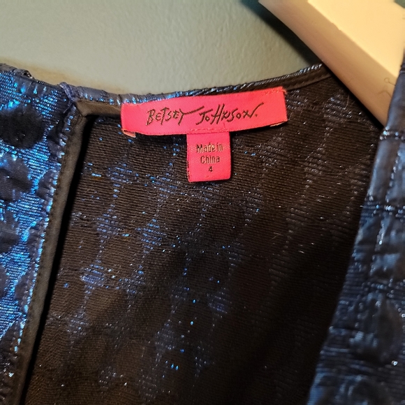 Betsey Johnson Dress Blue Metallic A-Line - Picture 4 of 12